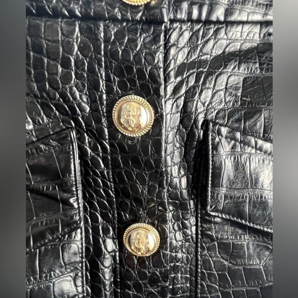 Julie Brown NYC Pleather black skirt with gold anchor buttons size 2 - Picture 2 of 4